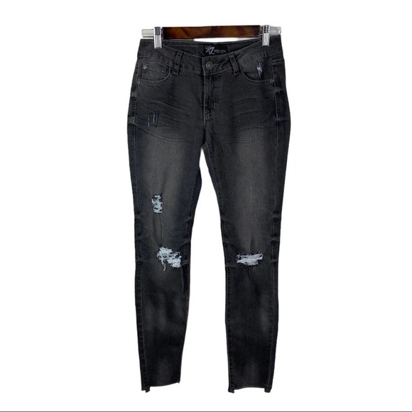 Rock and Royal Distressed Dark Gray Jeans - Picture 2 of 6